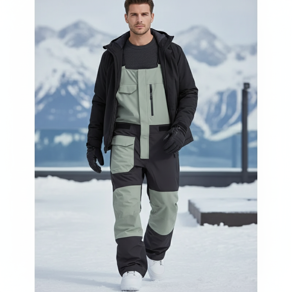 Pantalon De Ski Bicolore Bretelles Ample Imperméable Homme - Multicolore Polyester