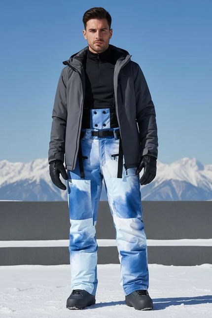 Pantalon De Ski Bleu Imperméable Motif Abstrait Unisexe - Polyester