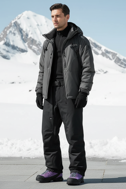 Pantalon De Ski Noir Imperméable Chaud Homme Coupe Droite - Polyester
