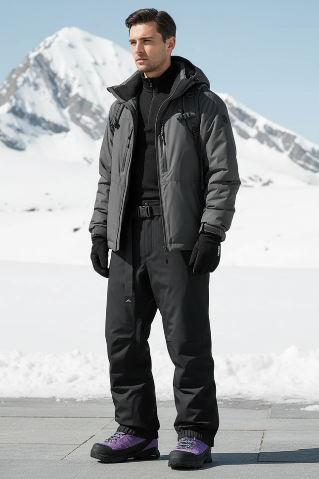 Pantalon De Ski Noir Imperméable Chaud Homme Coupe Droite - Polyester