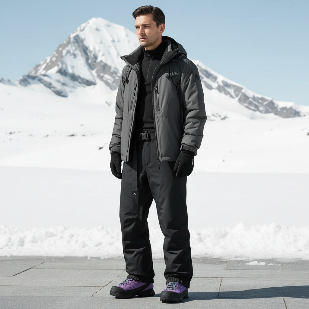 Pantalon De Ski Noir Imperméable Chaud Homme Coupe Droite - Polyester