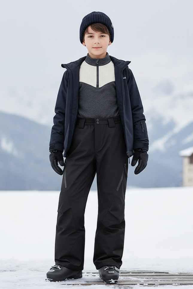 Pantalon De Ski Noir Imperméable Enfant Hiver - Polyester