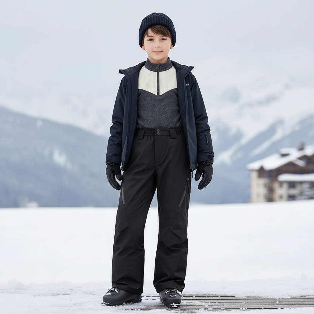 Pantalon De Ski Noir Imperméable Enfant Hiver - Polyester