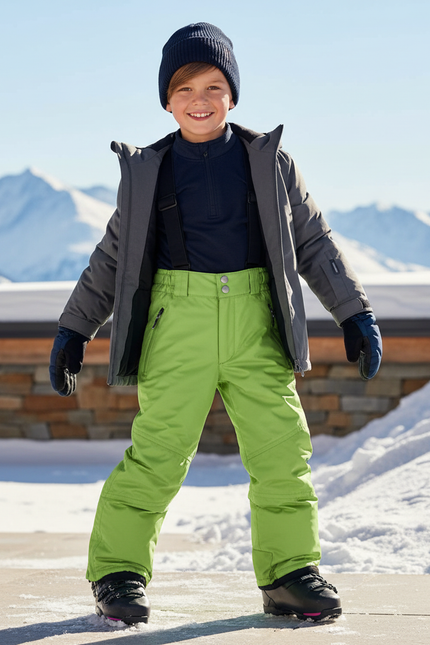 Pantalon De Ski Vert Imperméable Bretelles Enfant - Polyester