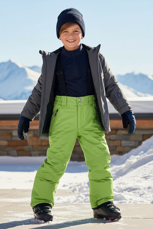 Pantalon De Ski Vert Imperméable Bretelles Enfant - Polyester