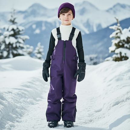 Pantalon De Ski Violet Enfant Bretelles Imperméable Matelassé - Polyester