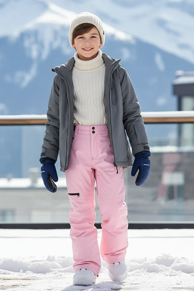 Pantalon De Ski Rose Imperméable Coupe-Vent Enfant - Polyester