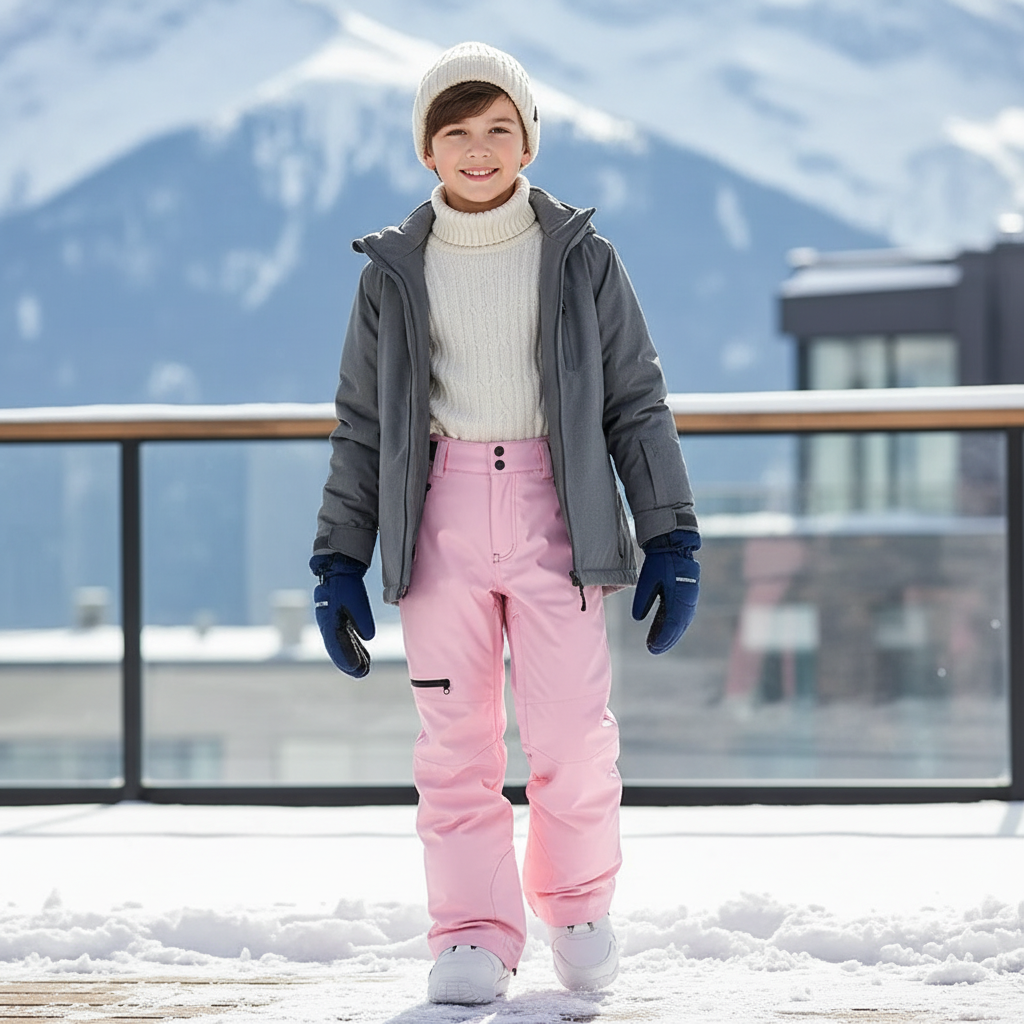 Pantalon De Ski Rose Imperméable Coupe-Vent Enfant - Polyester