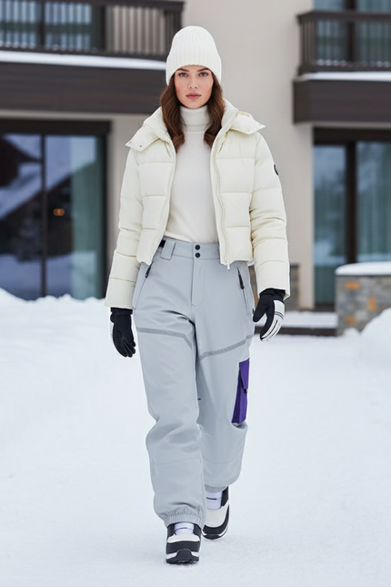 Pantalon De Ski Gris Ample Imperméable Femme Cargo - Polyester