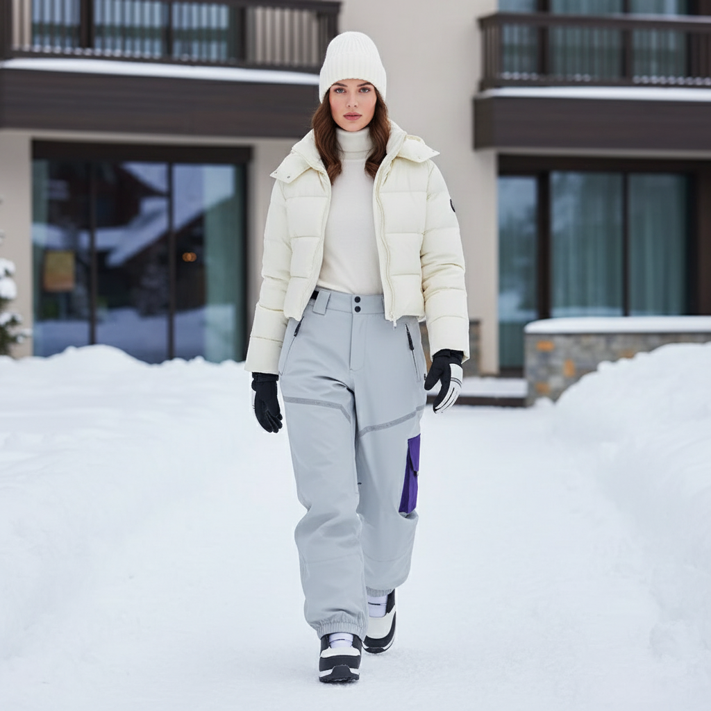 Pantalon De Ski Gris Ample Imperméable Femme Cargo - Polyester