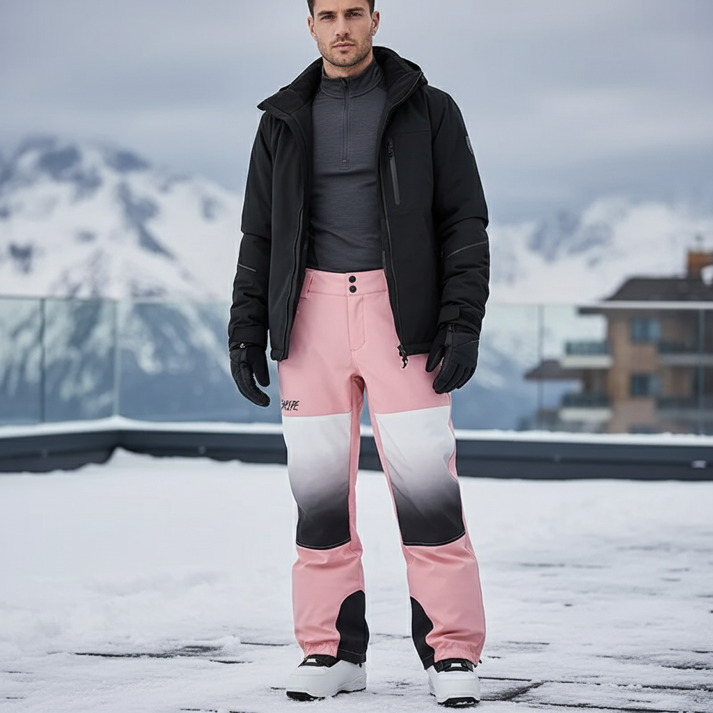 Pantalon De Ski Rose Dégradé Homme Imperméable Chaud - Polyester