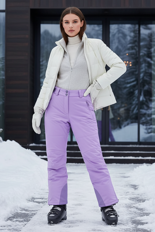 Pantalon De Ski Violet Imperméable Femme Chaud Hiver - Polyester