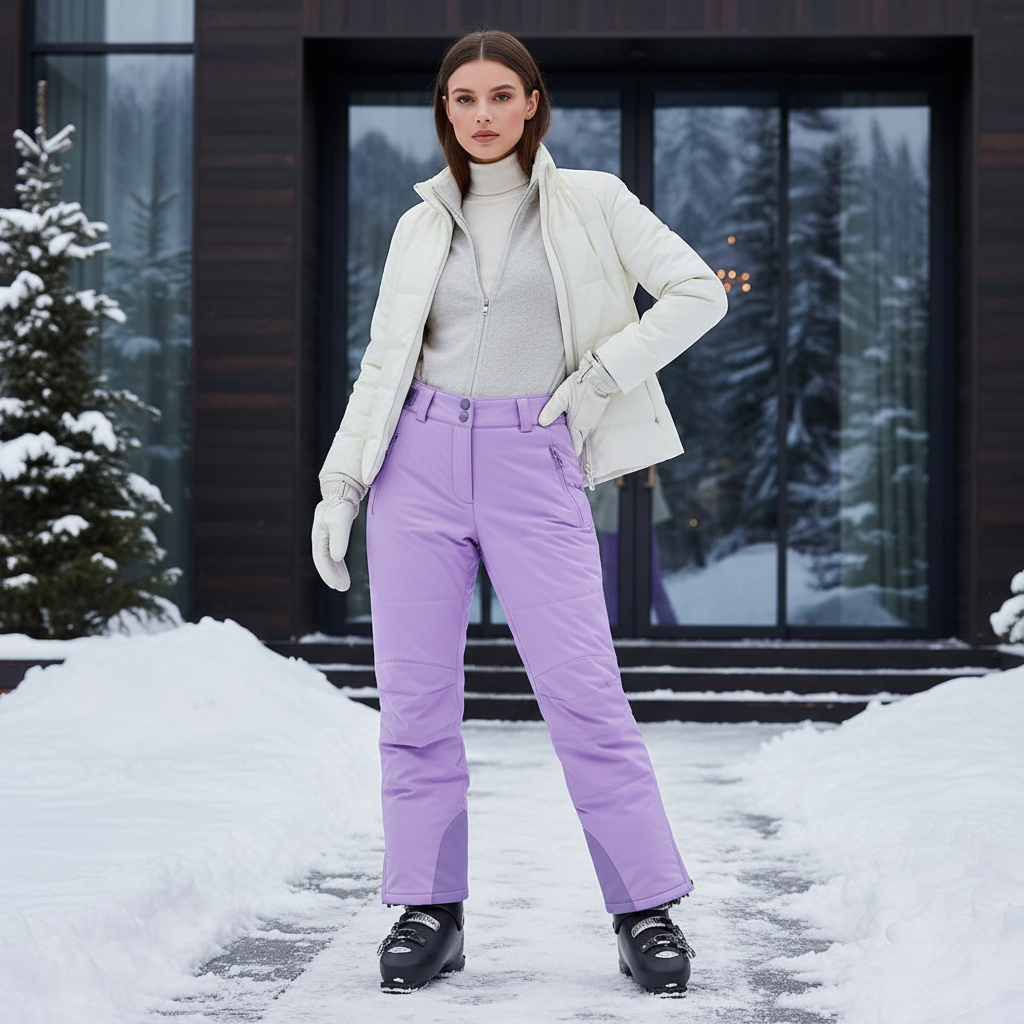 Pantalon De Ski Violet Imperméable Femme Chaud Hiver - Polyester