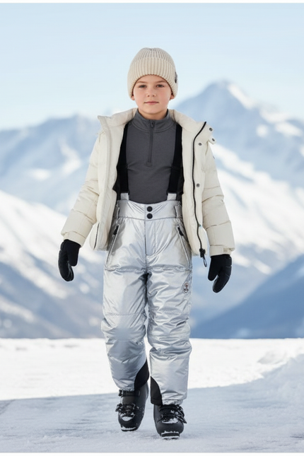 Pantalon De Ski Argenté Brillant Matelassé Enfant - Polyester