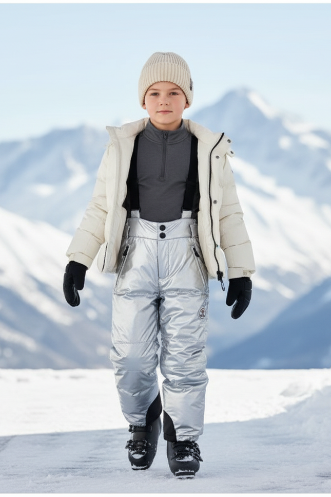 Pantalon De Ski Argenté Brillant Matelassé Enfant - Polyester