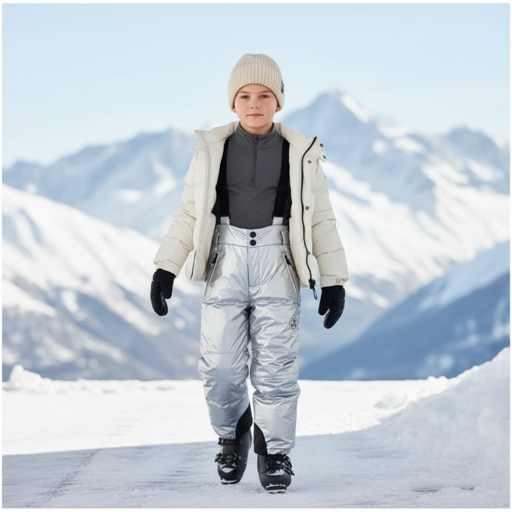 Pantalon De Ski Argenté Brillant Matelassé Enfant - Polyester