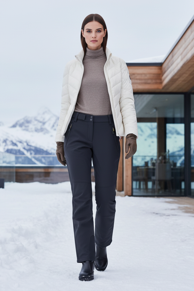 Pantalon De Ski Gris Anthracite Coupe Droite Imperméable Femme - Polyester