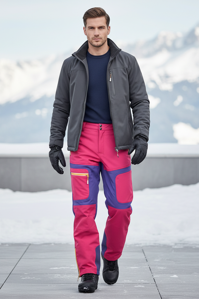 Pantalon De Ski Rose Violet Imperméable Homme - Multicolore Polyester