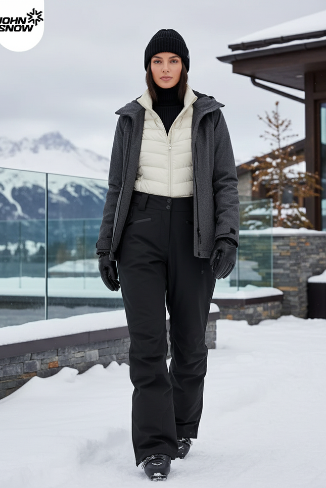 Pantalon De Ski Noir Droit Imperméable Femme Hardshell - Polyester
