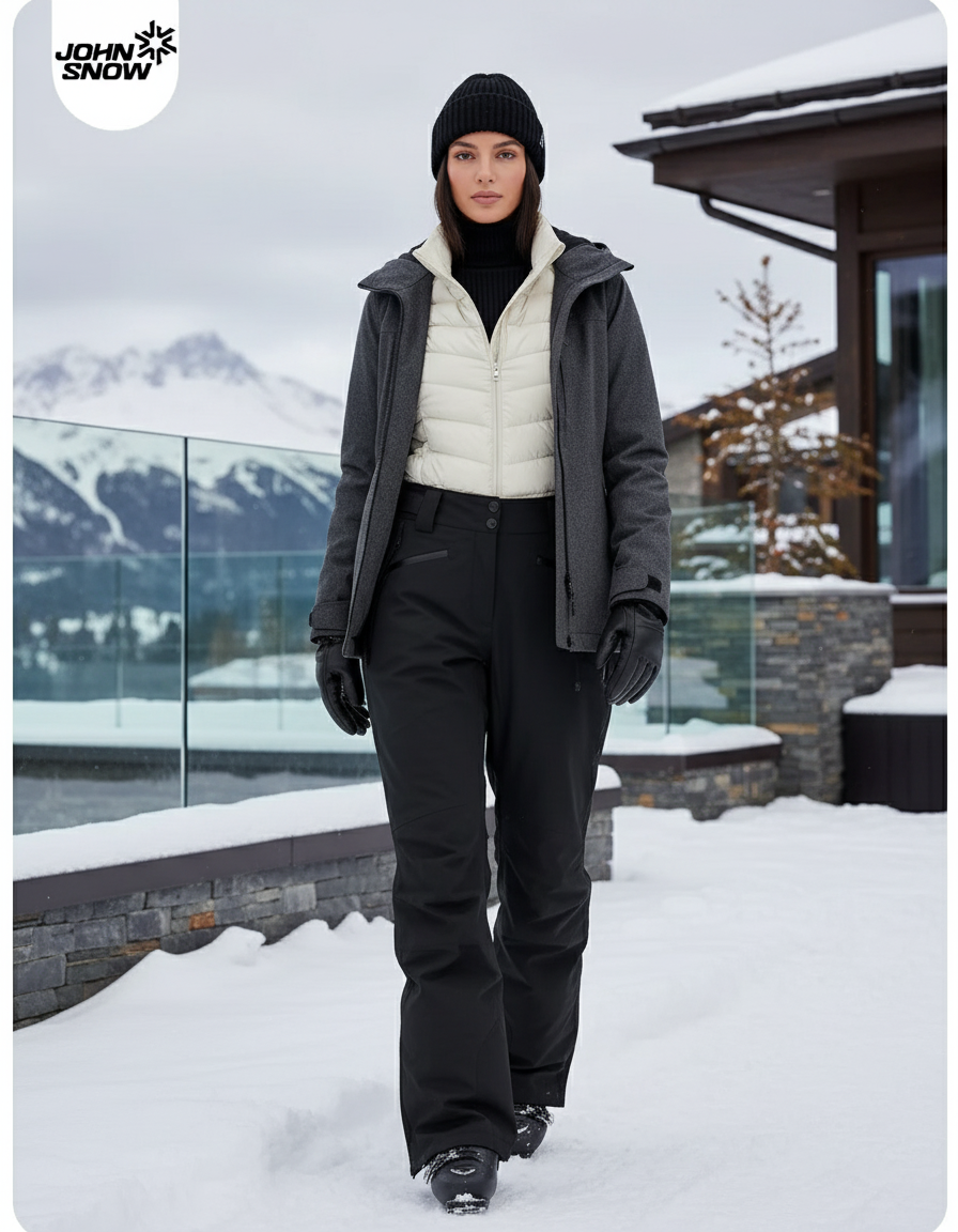 Pantalon De Ski Noir Droit Imperméable Femme Hardshell - Polyester