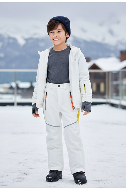 Pantalon De Ski Blanc Imperméable Enfant Réfléchissant - Polyester