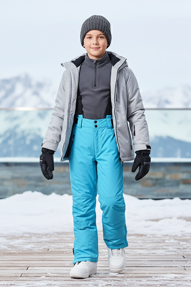 Pantalon De Ski Enfant Bleu Turquoise Imperméable Hiver - Polyester