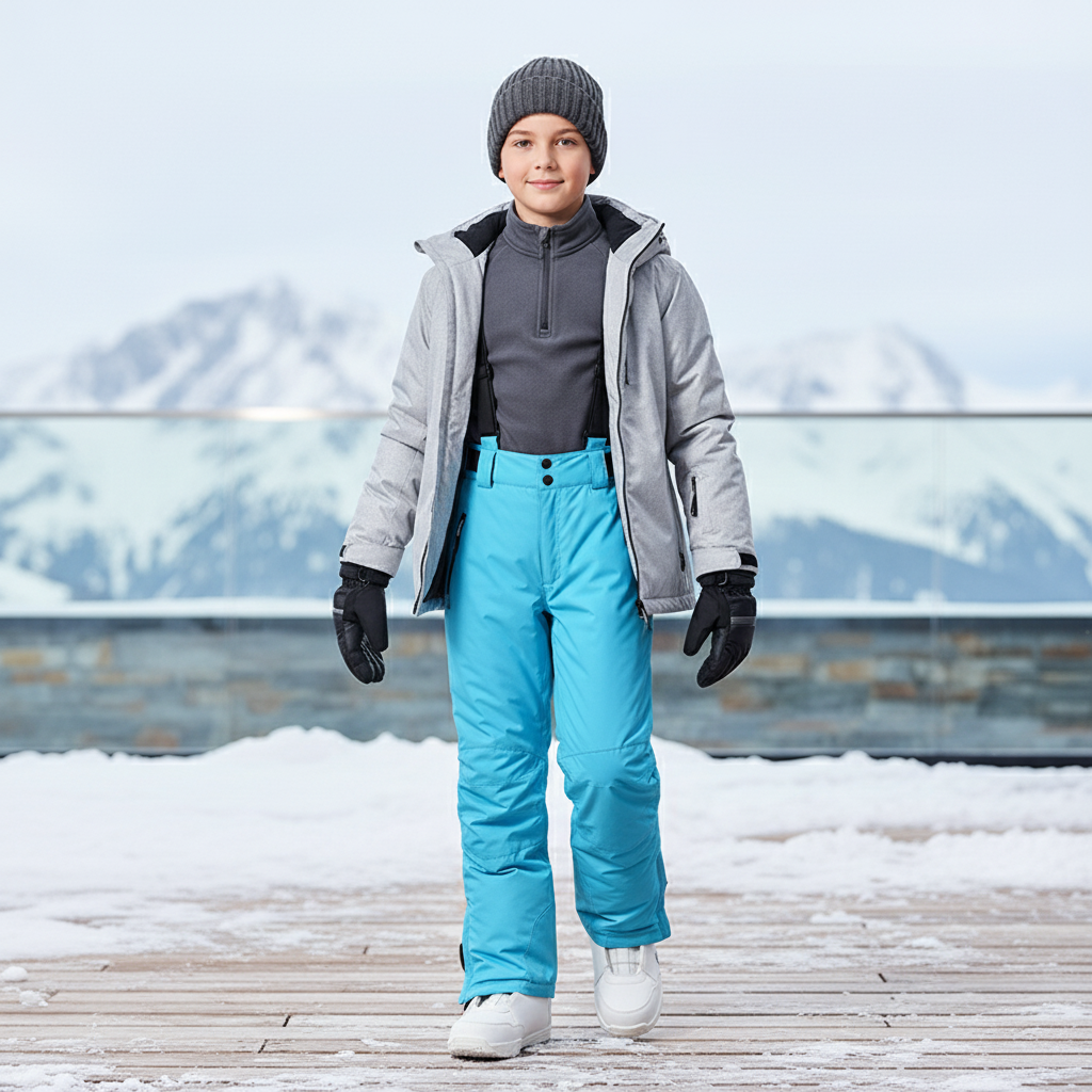 Pantalon De Ski Enfant Bleu Turquoise Imperméable Hiver - Polyester