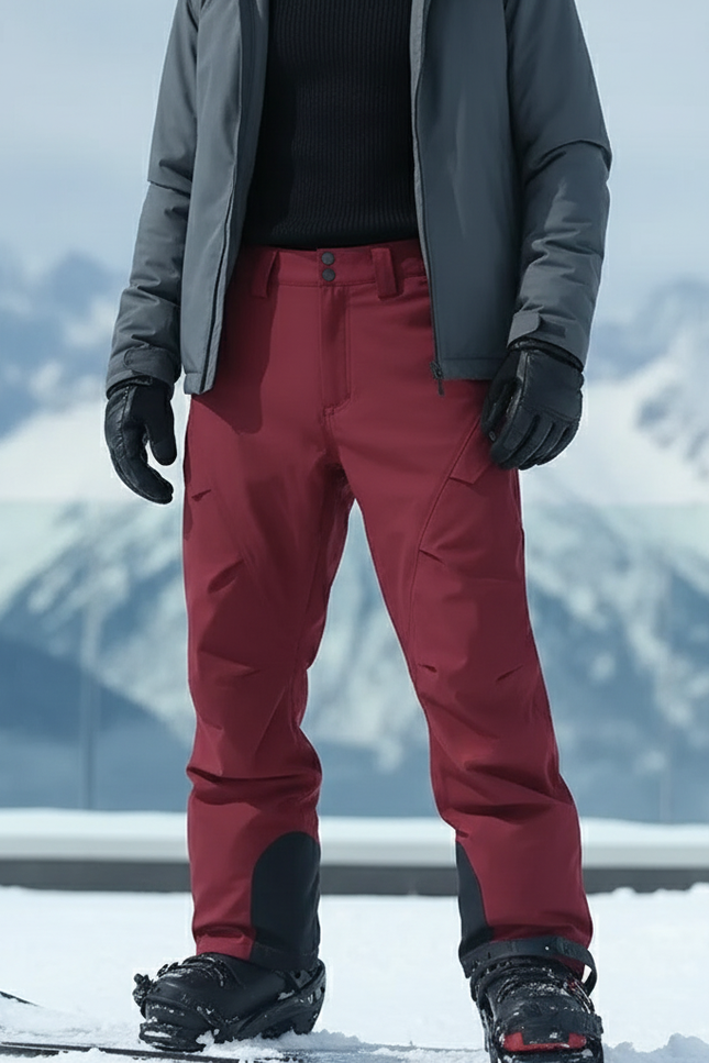 Pantalon De Ski Rouge Bordeaux Imperméable Cargo Homme - Polyester