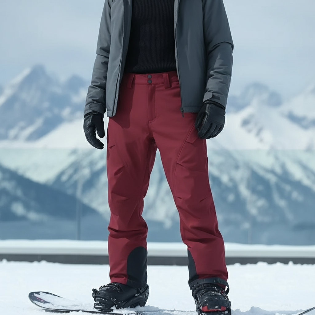 Pantalon De Ski Rouge Bordeaux Imperméable Cargo Homme - Polyester