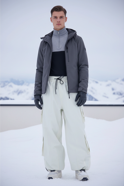 Pantalon De Ski Ample Beige Imperméable Cargo Homme - Polyester