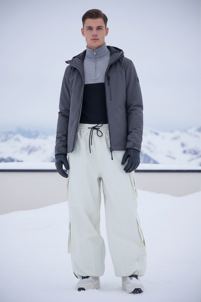 Pantalon De Ski Ample Beige Imperméable Cargo Homme - Polyester