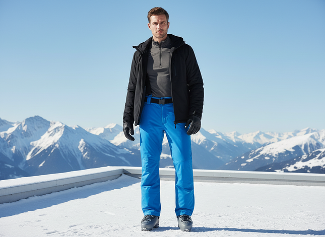 Pantalon De Ski Bleu Imperméable Homme Coupe Droite - Polyester