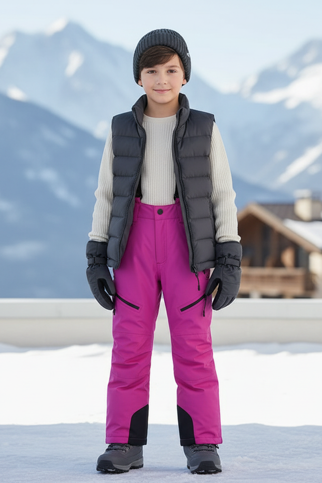 Pantalon De Ski Enfant Rose Imperméable Chaud Hiver - Polyester