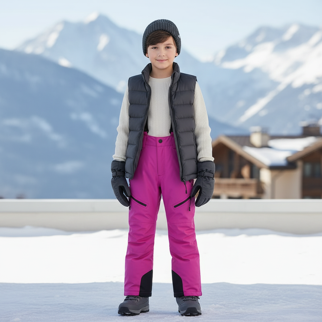 Pantalon De Ski Enfant Rose Imperméable Chaud Hiver - Polyester