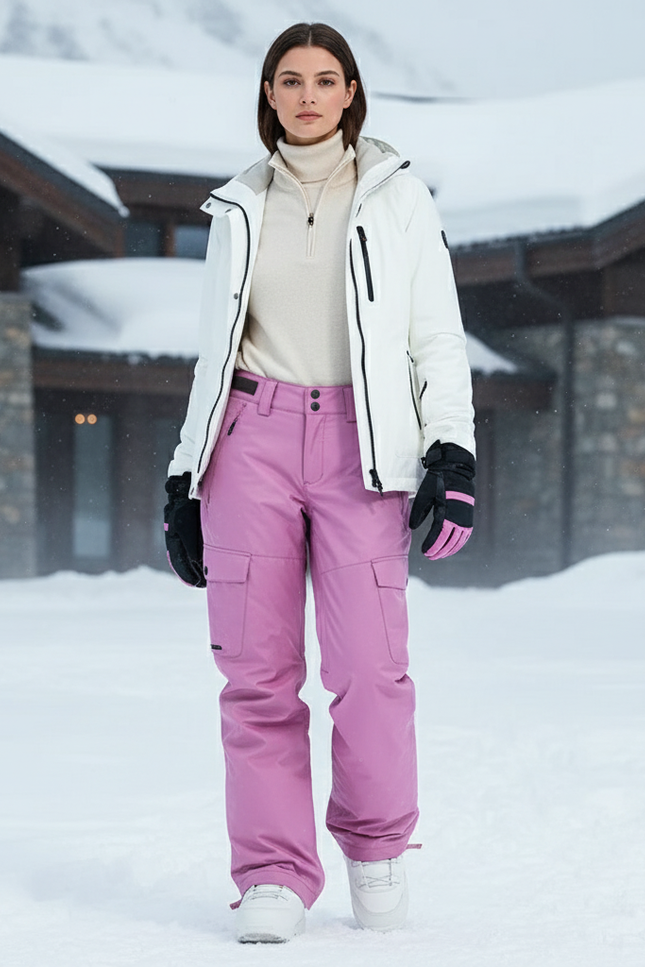 Pantalon De Ski Rose Imperméable Cargo Femme - Polyester