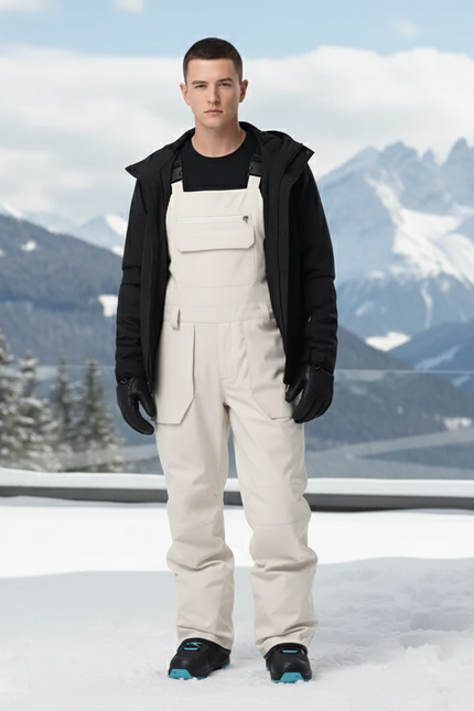 Pantalon De Ski Salopette Beige Imperméable Chaud Homme - Polyester