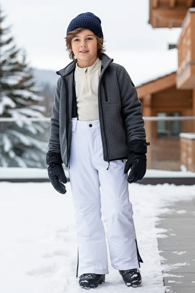 Pantalon De Ski Blanc Enfant Imperméable Chaud Hiver - Polyester