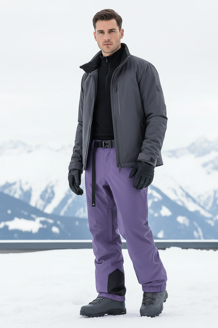 Pantalon De Ski Violet Homme Imperméable Coupe Droite - Polyester