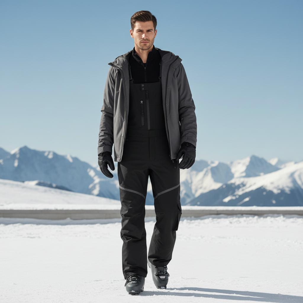 Pantalon De Ski Noir Homme Imperméable Chaud Salopette - Polyester