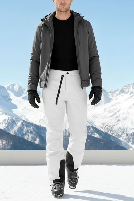 Pantalon De Ski Blanc Imperméable Homme Coupe Droite - Polyester
