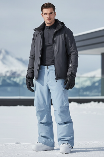 Pantalon De Ski Bleu Clair Ample Cargo Homme - Polyester