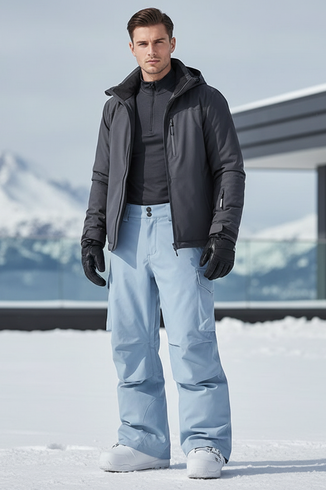 Pantalon De Ski Bleu Clair Ample Cargo Homme - Polyester
