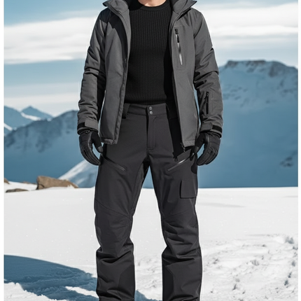 Pantalon De Ski Noir Imperméable Coupe-Vent Épaisse Outdoor - Polyester
