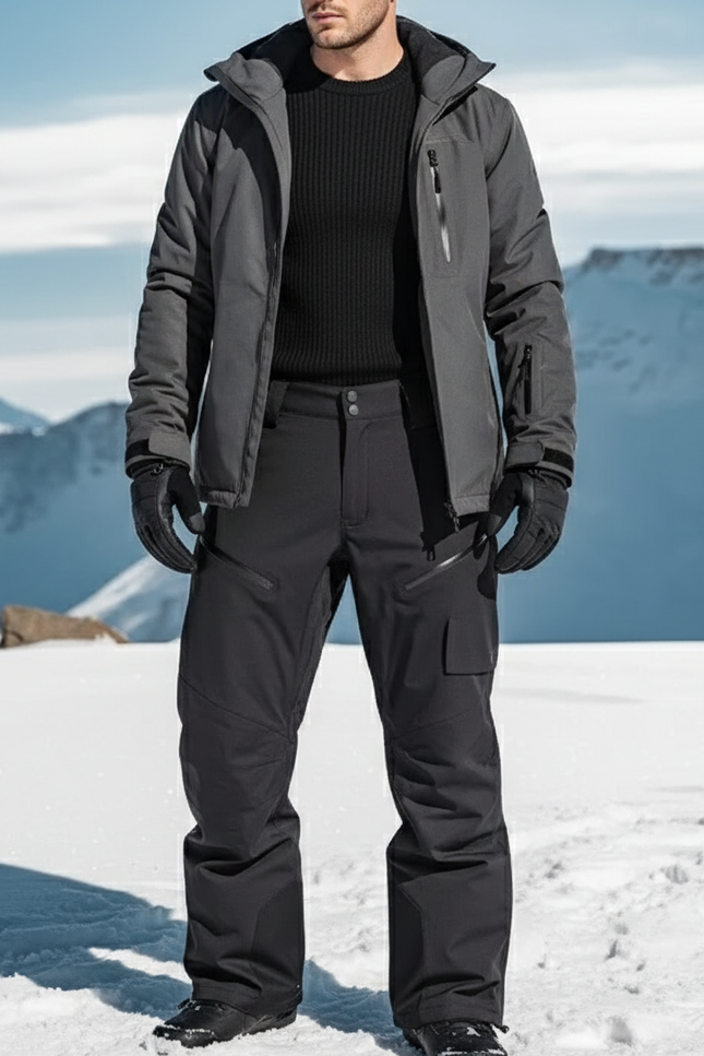 Pantalon De Ski Noir Imperméable Coupe-Vent Épaisse Outdoor - Polyester
