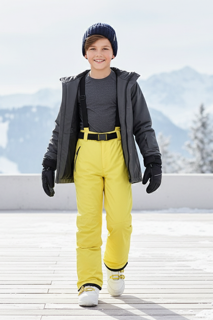 Pantalon De Ski Jaune Enfant Imperméable Salopette Hiver - Polyester