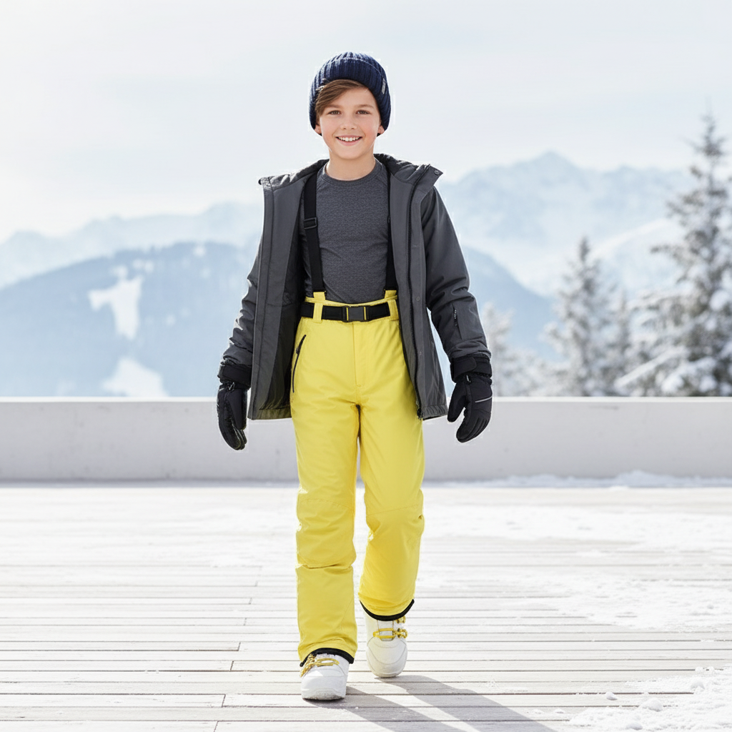 Pantalon De Ski Jaune Enfant Imperméable Salopette Hiver - Polyester