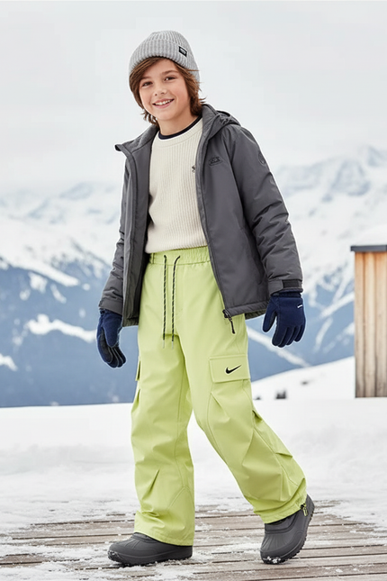 Pantalon De Ski Vert Citron Ample Cargo Imperméable Enfant - Polyester