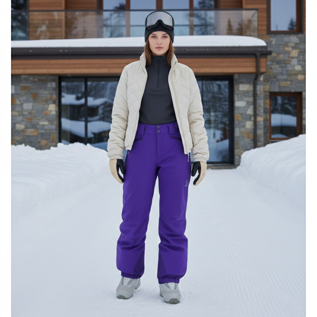 Pantalon De Ski Violet Ample Imperméable Femme - Polyester