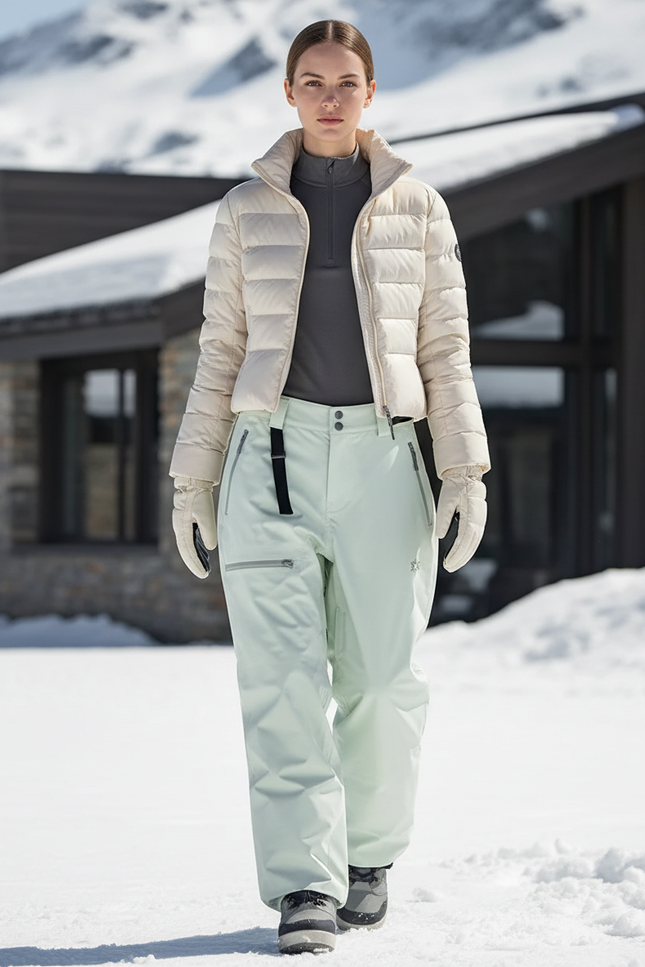 Pantalon De Ski Vert Ample Imperméable Unisexe - Polyester
