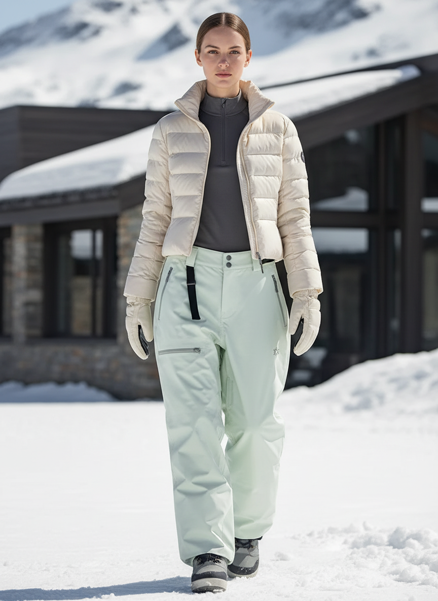 Pantalon De Ski Vert Ample Imperméable Unisexe - Polyester